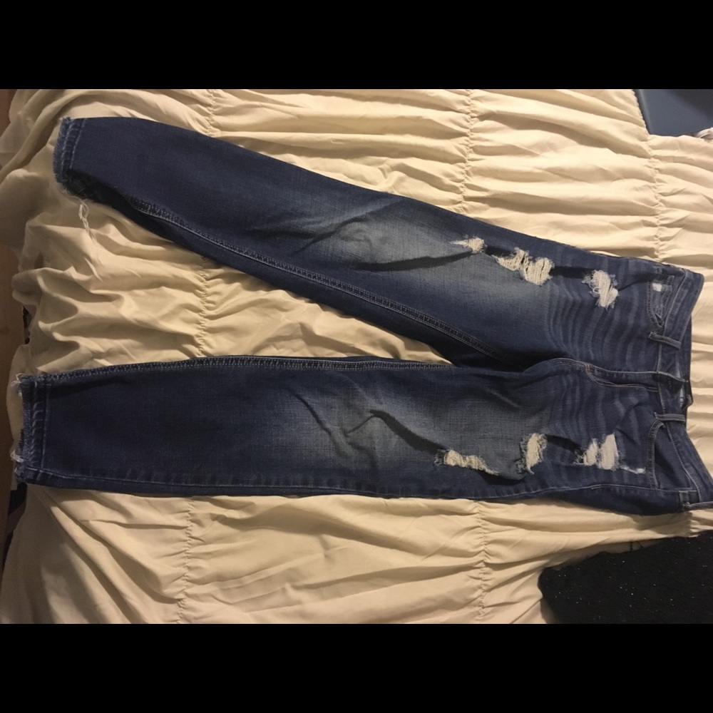 Ripped high rise crop hollister jeans